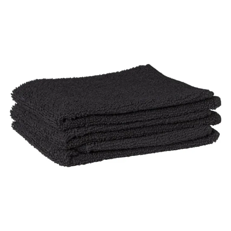 Xenos Schoonmaakdoekjes-Microvezeldoekjes zwart - set van 3 - 32x36 cm