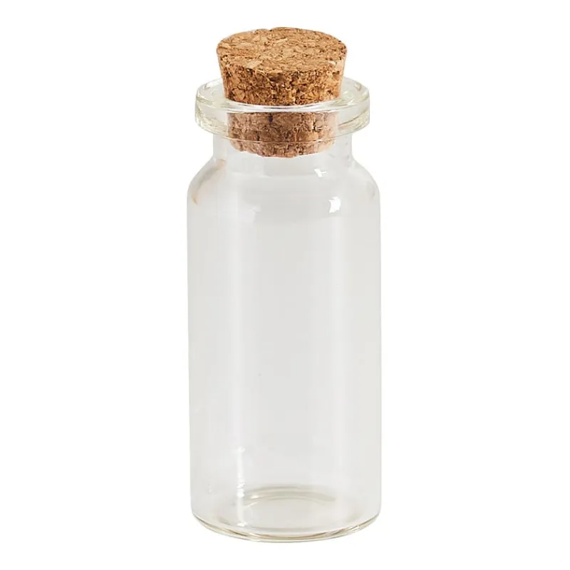 Xenos Knutselspullen|Voorraadpotten-Mini flesjes met kurk - 6 stuks - 6x10 ml