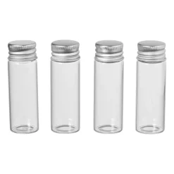 Xenos Voorraadpotten-Mini glazenflesjes - 4x16 ml - set van 4
