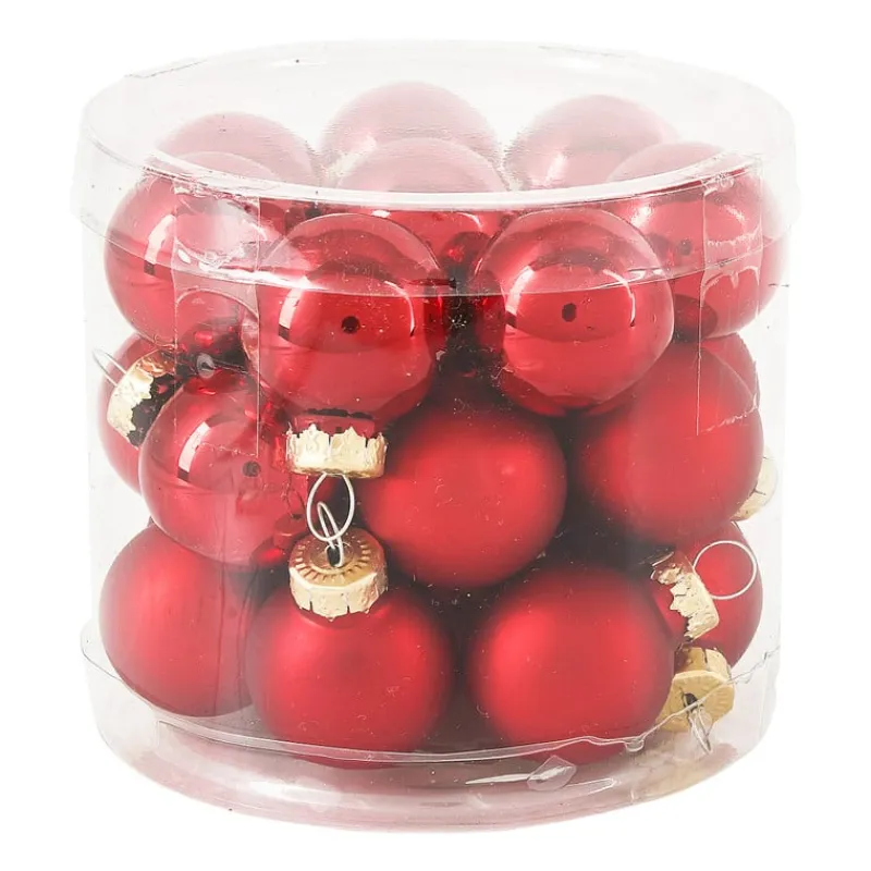 Xenos Kerstballen-Mini kerstbal - rood - set van 24
