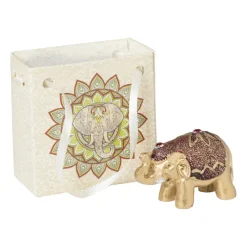 Xenos Decoratieve Beelden-Mini olifant in tasje - diverse kleuren - 3 cm