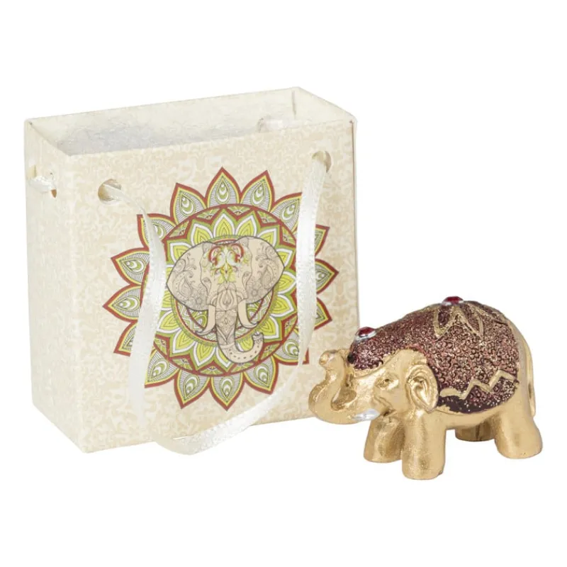 Xenos Decoratieve Beelden-Mini olifant in tasje - diverse kleuren - 3 cm