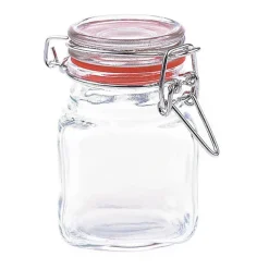 Xenos Voorraadpotten-Mini voorraadpot met klemdeksel - vierkant - 100 ml