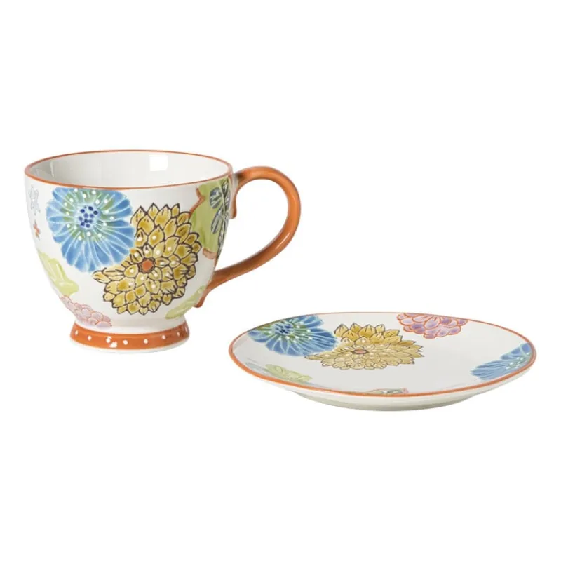 Xenos Mokken-Mok bloemen - blauw/geel - 350 ml