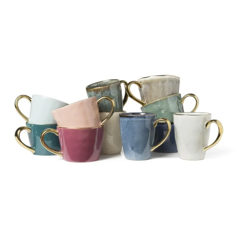 Xenos Mokken|Kerstcadeaus-Mok met gouden oortje - beige - 250 ml