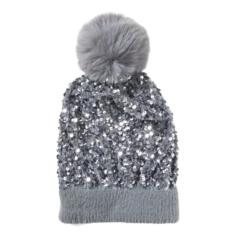Xenos Winterartikelen-Muts glitter - grijs