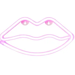 Xenos Led Lampen-Neon LED lamp lippen - roze - 15x28x2 cm