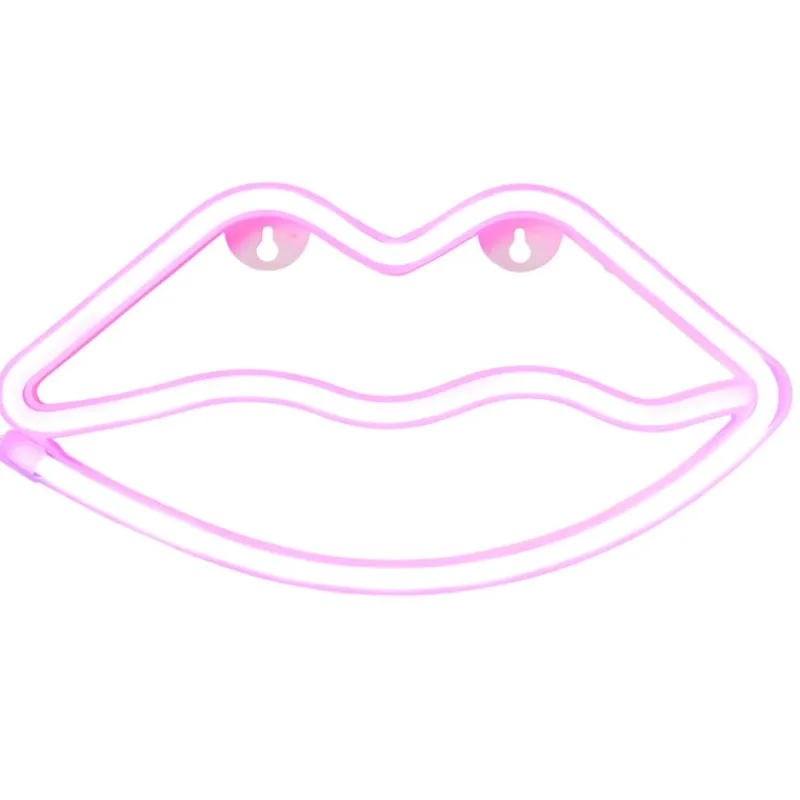 Xenos Led Lampen-Neon LED lamp lippen - roze - 15x28x2 cm