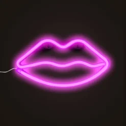 Xenos Led Lampen-Neon LED lamp lippen - roze - 15x28x2 cm