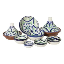 Xenos Schalen-Olijvenbakje flor - groen/blauw - 16 cm