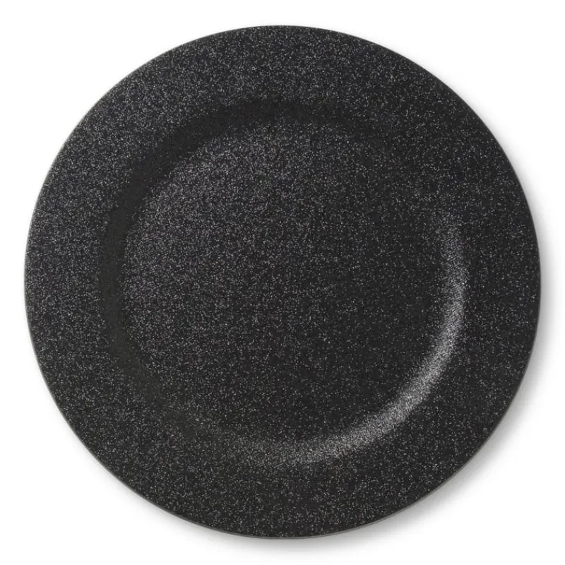 Xenos Borden-Onderbord glitter - zwart - ø33 cm
