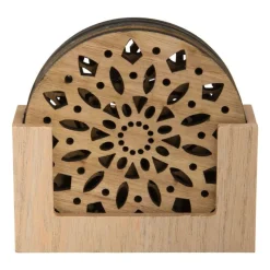 Xenos Onderzetters-Onderzetter hout deco - set van 4