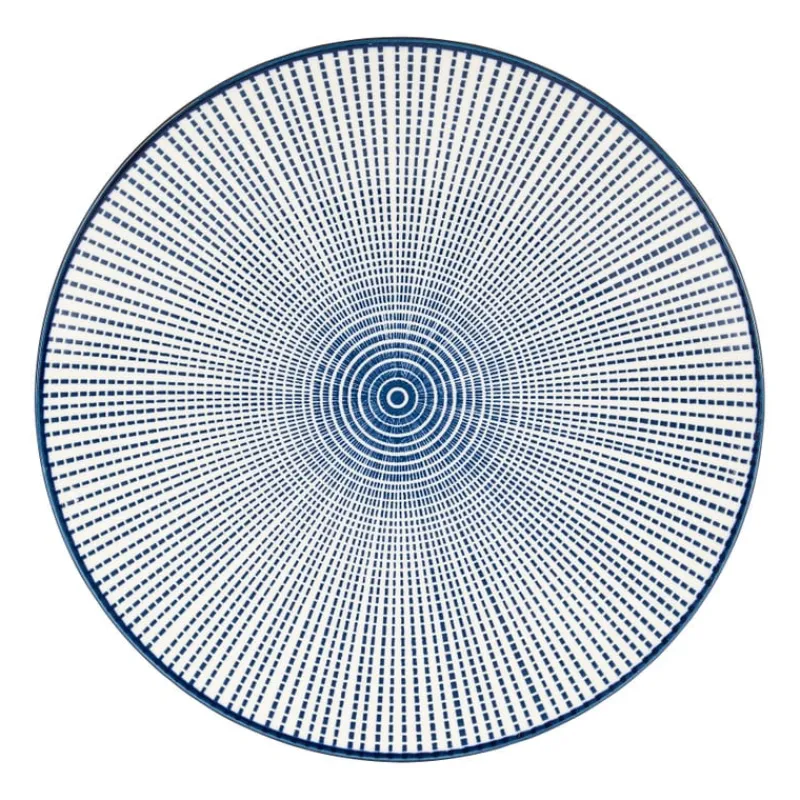 Xenos Borden-Ontbijtbord blue print - stripes - ⌀21 cm