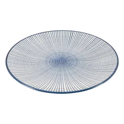Xenos Borden-Ontbijtbord blue print - stripes - ⌀21 cm