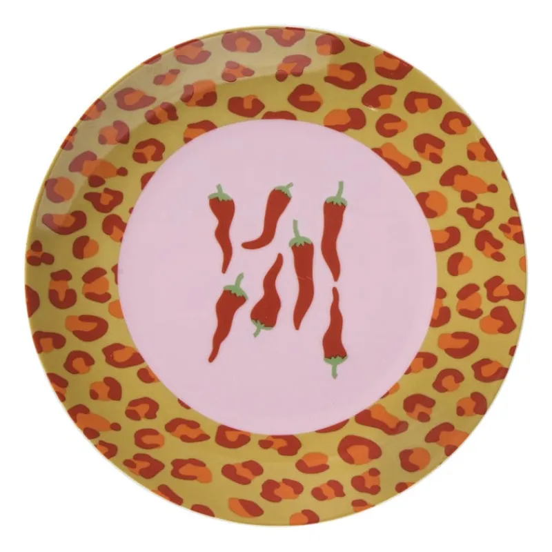 Xenos Borden-Ontbijtbord chili pepers - roze/rood - ø21x2 cm