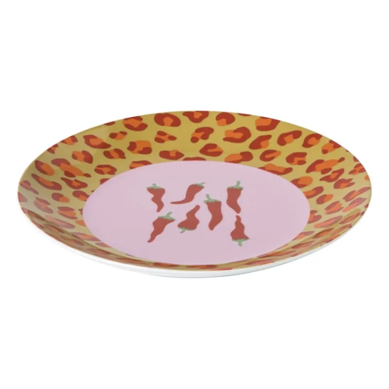 Xenos Borden-Ontbijtbord chili pepers - roze/rood - ø21x2 cm