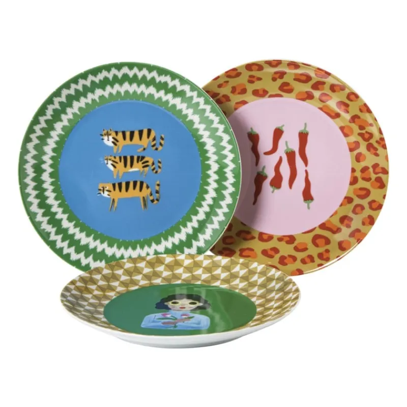 Xenos Borden-Ontbijtbord chili pepers - roze/rood - ø21x2 cm