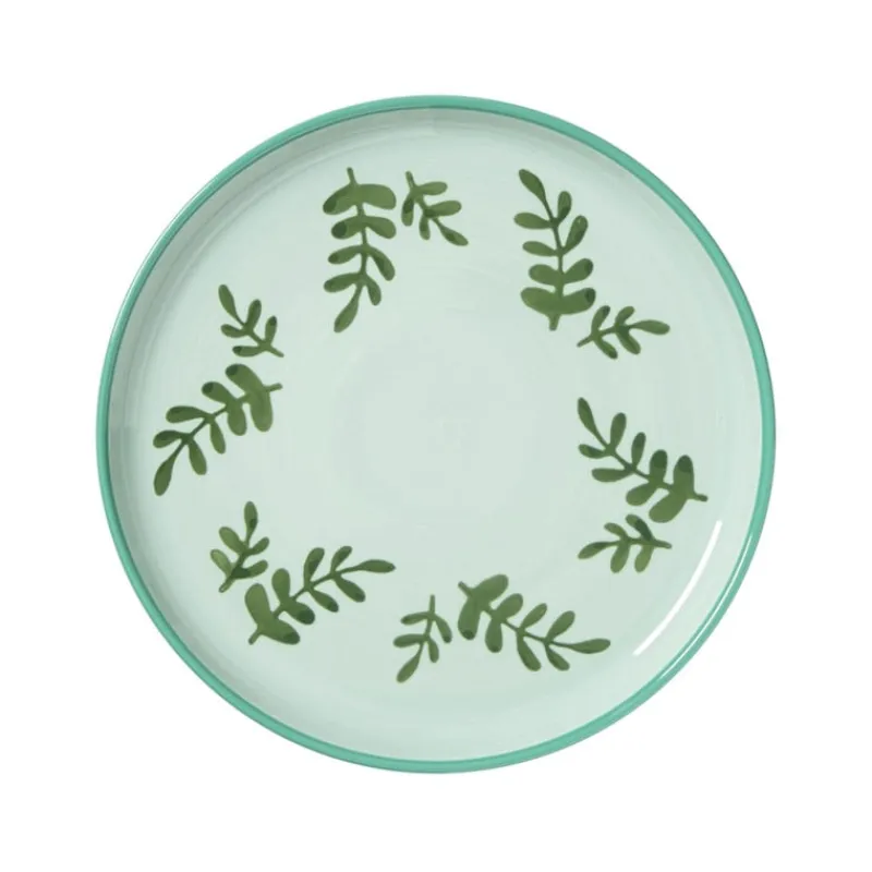 Xenos Borden|Kerstservies-Ontbijtbord jolie - groen - ø21x2.1 cm