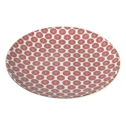 Xenos Borden-Ontbijtbord Mirna bloem - rood/wit - ø22x2 cm