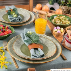 Xenos Borden-Ontbijtbord Yara - groen - ⌀21.2 cm