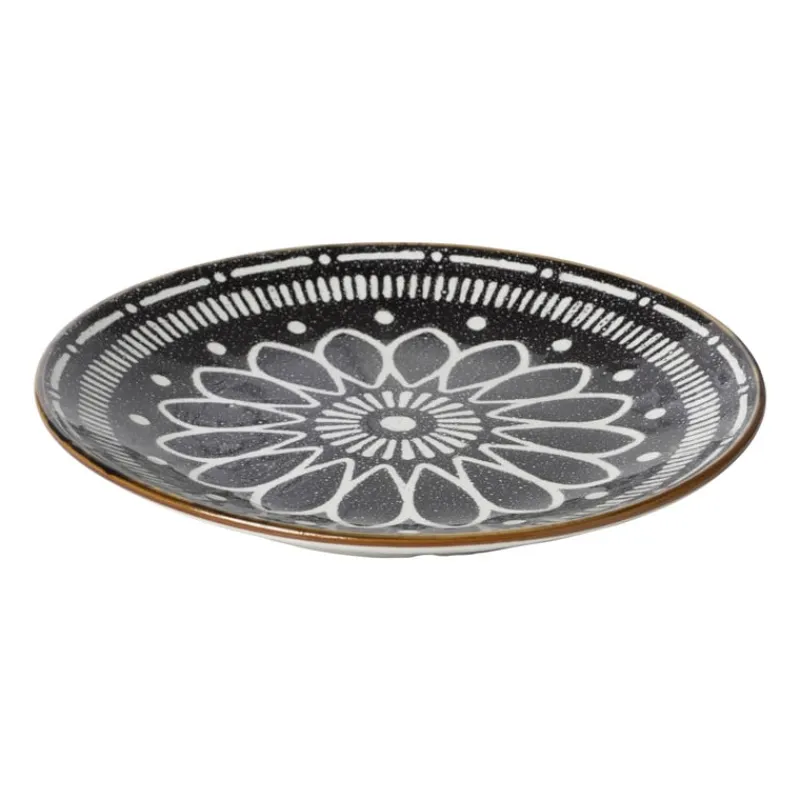 Xenos Borden-Ontbijtbord Yara - zwart - ⌀21.2 cm