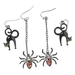 Xenos Verkleedaccessoires-Oorbellen zwarte kat - zwart