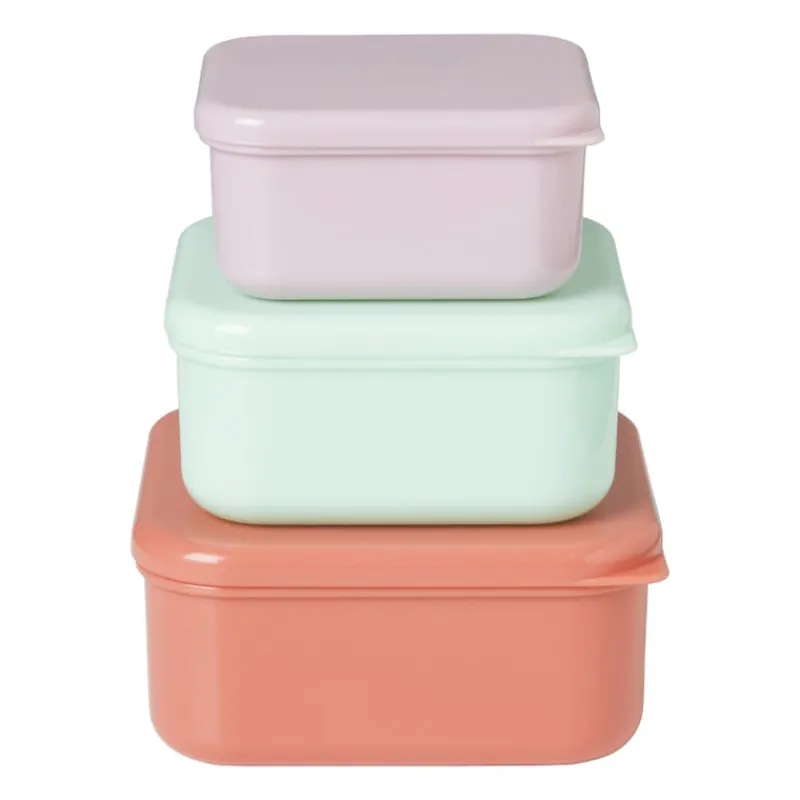 Xenos Broodtrommels-Opbergbakjes set van 3 - roze/lila/groen