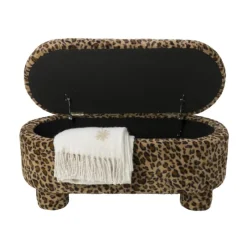 Xenos Bankjes-Opbergbank luipaard dodo - bruin - 43x100x42 cm