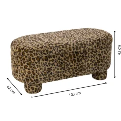 Xenos Bankjes-Opbergbank luipaard dodo - bruin - 43x100x42 cm