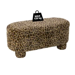 Xenos Bankjes-Opbergbank luipaard dodo - bruin - 43x100x42 cm