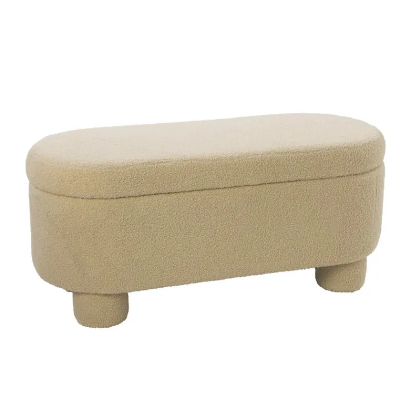 Xenos Bankjes-Opbergbank teddy dodo - beige - 43x100x42 cm