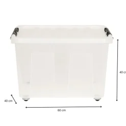 Xenos Opbergboxen-Opbergbox met wieltjes - 75 liter - 40x60x40 cm