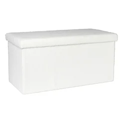 Xenos Opbergboxen-Opbergbox Teddy opvouwbaar - wit - 38x76x38 cm