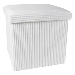 Xenos Opbergboxen-Opbergbox teddy rib vierkant - wit - 38x38x38 cm