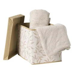 Xenos Opbergboxen-Opbergdoos met deksel leafs - bruin/beige - 30x24x22 cm