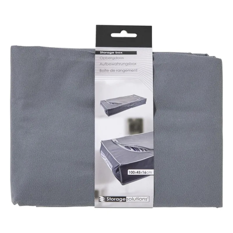 Xenos Opbergbakken-Opberghoes voor dekbed of kussens - grijs - 15x100x45 cm
