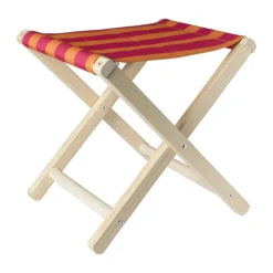 Xenos Strandaccessoires-Opvouwbaar strandkrukje streep - roze/rood - 37x32x35 cm