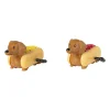 Xenos Spellen-Opwindbare teckels set van 2 - bruin - 5.5x11x5 cm