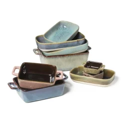 Xenos Ovenschalen-Ovenschaaltje met grepen s - diverse kleuren - 7x7x3 cm