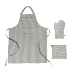 Xenos Ovenwanten-Ovenwant gestreept - groen/wit - 18x32 cm