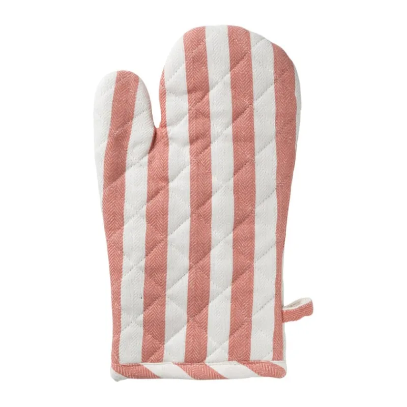 Xenos Ovenwanten-Ovenwant gestreept - oranje/wit - 18x32 cm