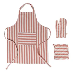 Xenos Ovenwanten-Ovenwant gestreept - oranje/wit - 18x32 cm