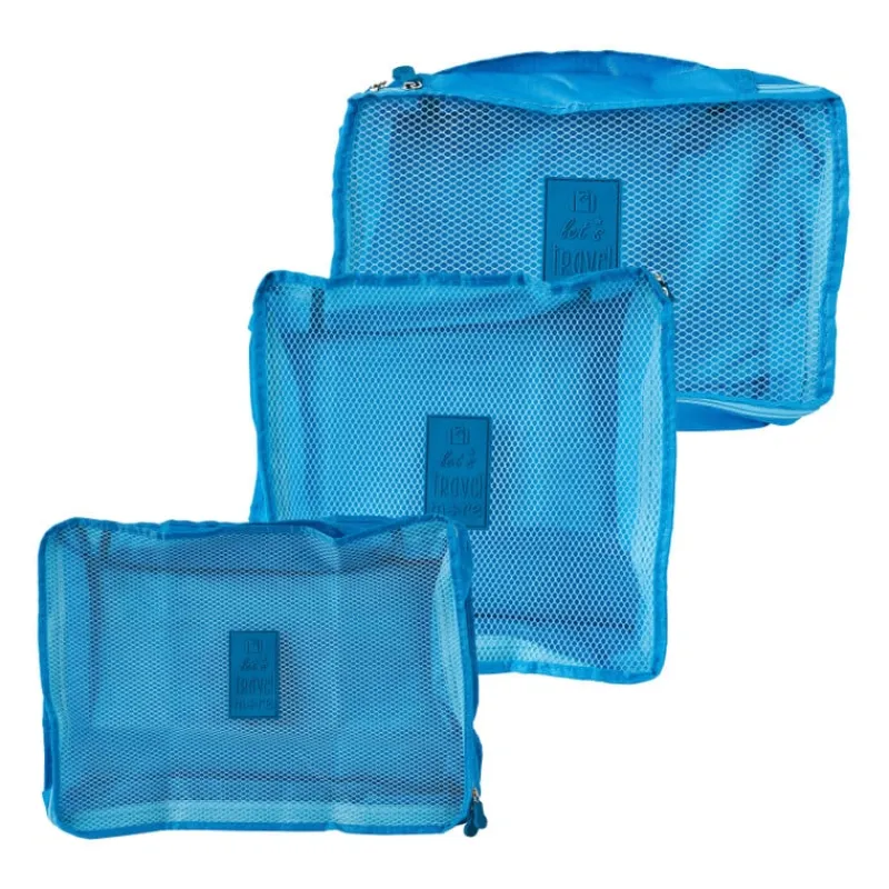 Xenos Koffer Organizers-Packing cubes - blauw - set van 3