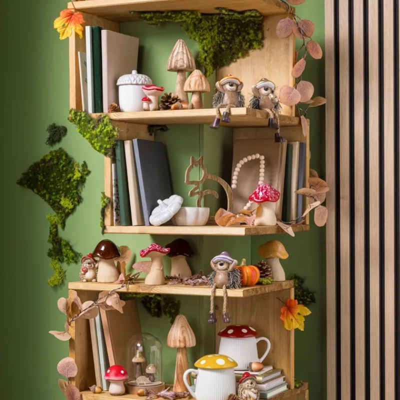 Xenos Decoratieve Beelden-Paddenstoel - hout - ø7x20 cm