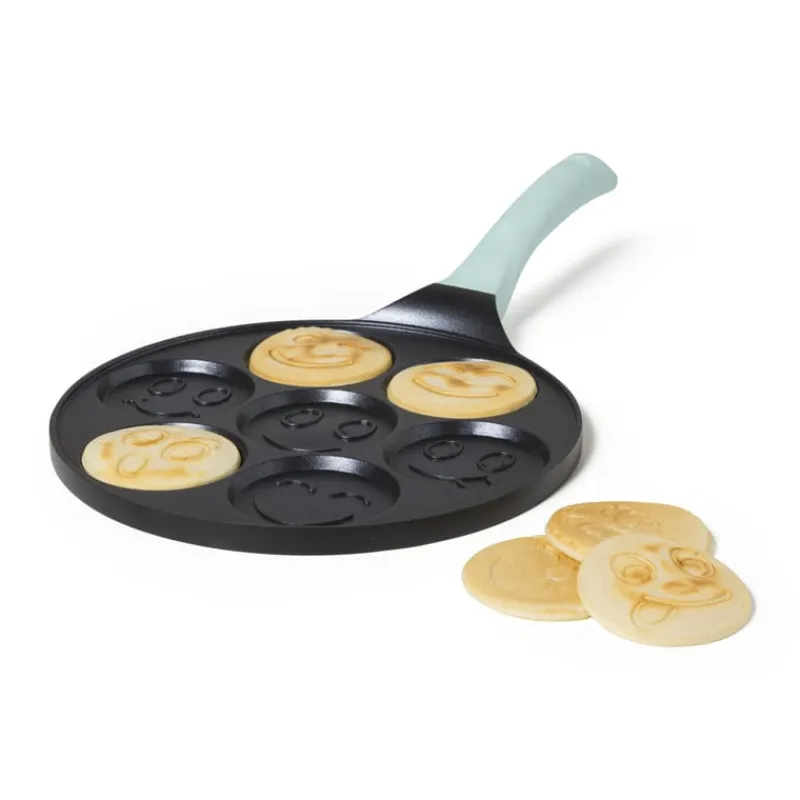 Xenos Pannen|Kerstcadeaus-Pannenkoekenpan smileys - zwart/groen - ø26 cm