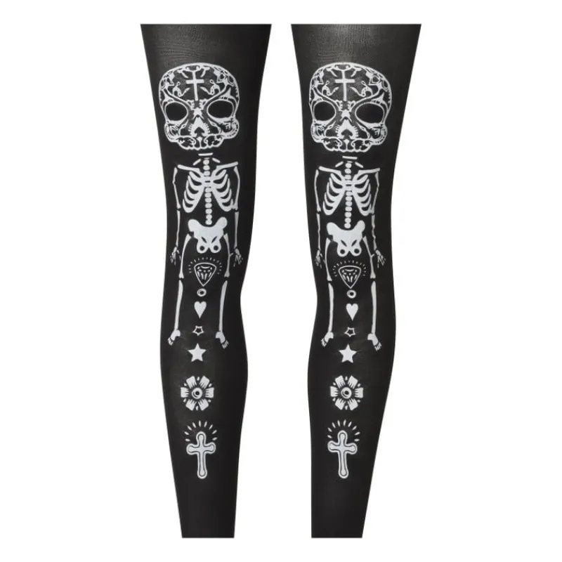 Xenos Verkleedkleding-Panty halloween skelet - one size