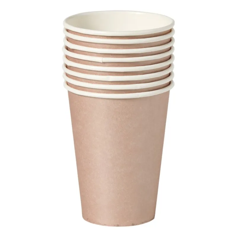 Xenos Wegwerpservies-Papieren bekers - roségoudkleurig - set van 8