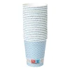 Xenos Wegwerpservies-Papieren bekers met print - blauw/wit - ø9.1 cm