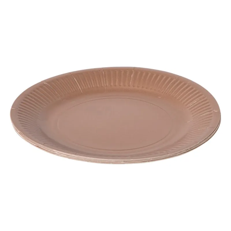Xenos Wegwerpservies-Papieren bordjes - roségoudkleurig - set van 8