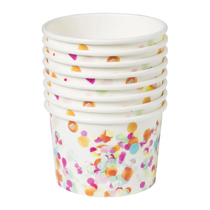 Xenos Wegwerpservies|Kinderfeestjes-Papieren snackbakjes - confetti - set van 8